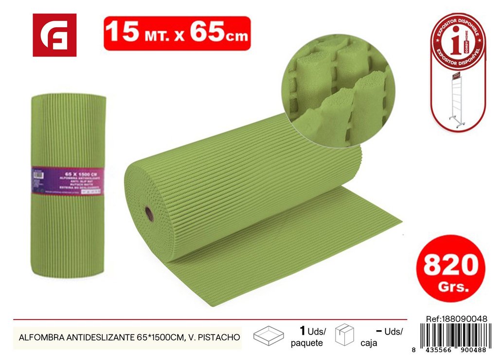 Alfombra antideslizante pistacho 65x1500 cm - Accesorios para el hogar