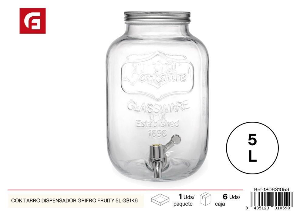 Tarro dispensador COK FRUITY 5L - Tarros de vidrio y accesorios de cocina