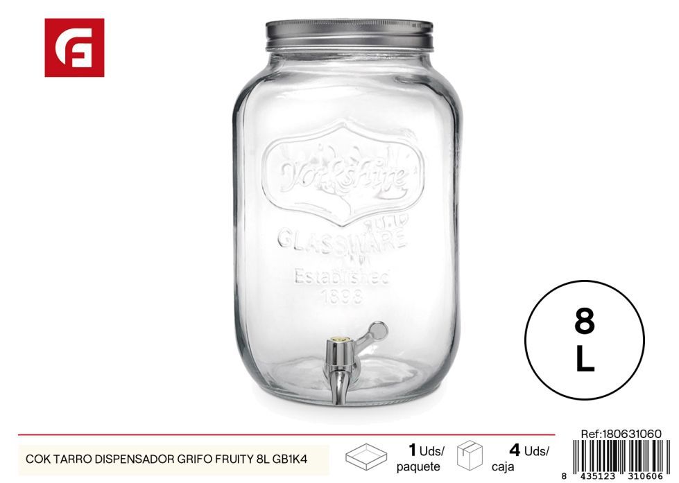 TARRO DISPENSADOR GRIFO FRUITY 8L - Almacenamiento y frascos de vidrio