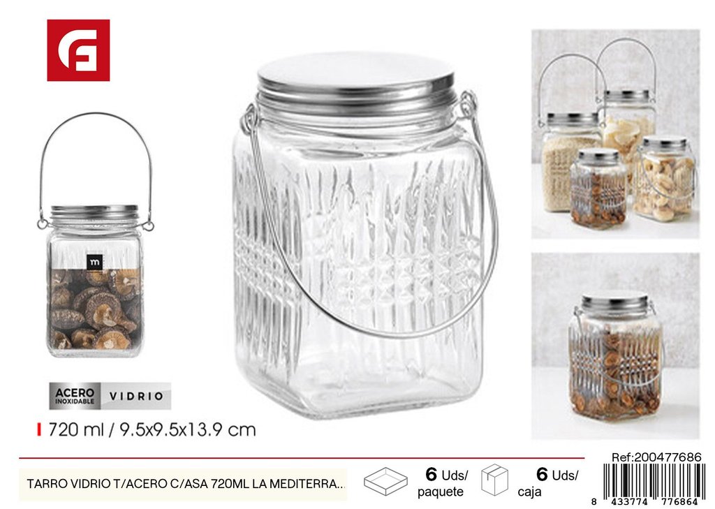 Tarro de vidrio con asa 720 ml La Mediterránea - Tarros y frascos