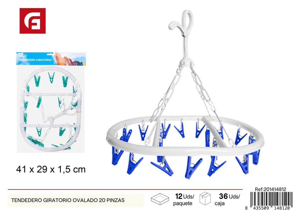Tendedero giratorio ovalado 20 pinzas - Accesorios de limpieza