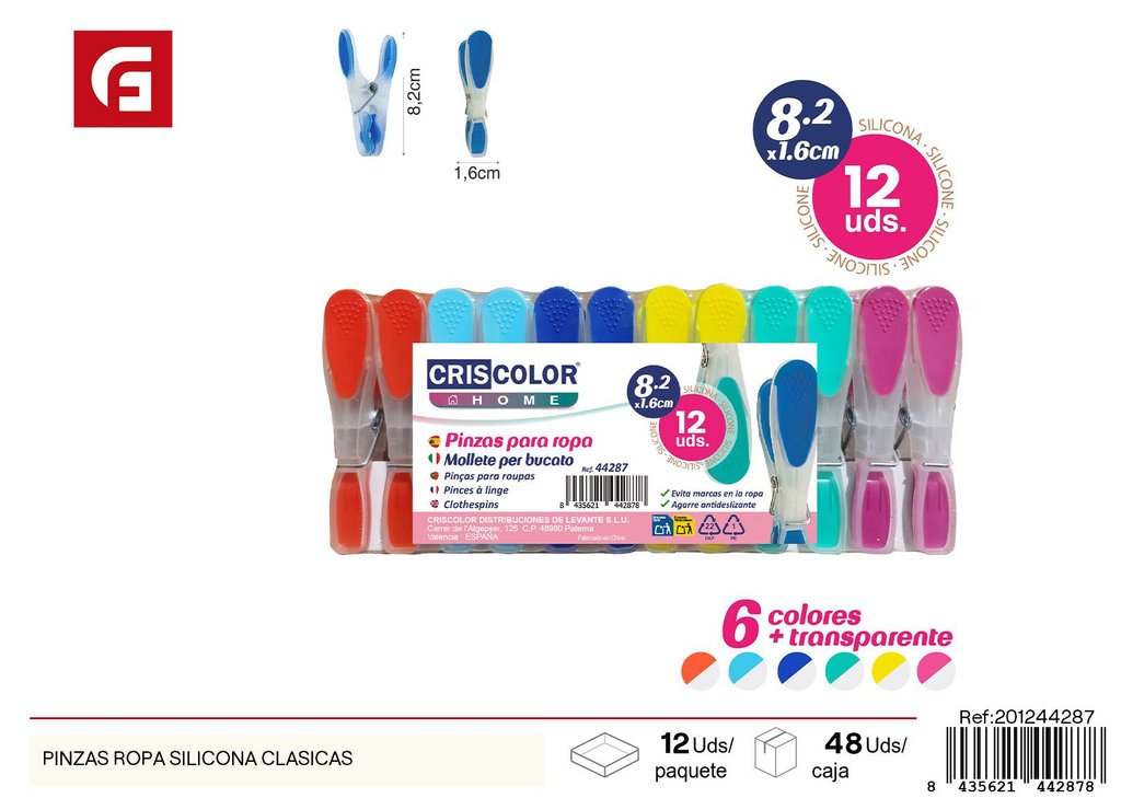 Pinzas ropa silicona clásicas - Accesorios de limpieza