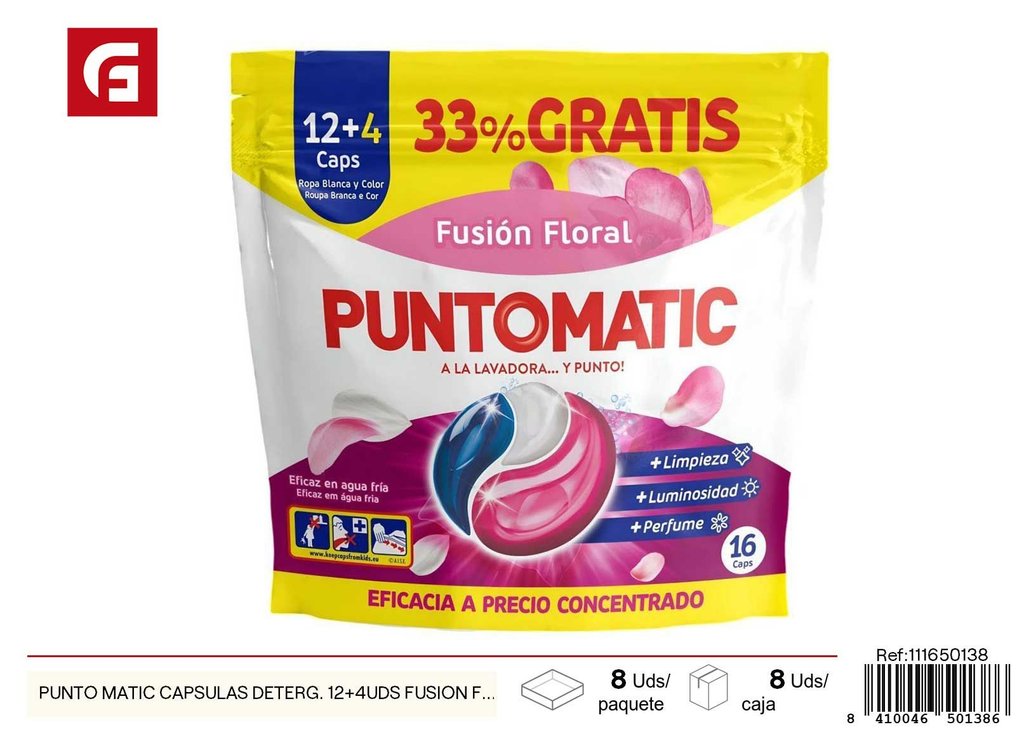 Punto Matic cápsulas detergente 12+4 uds fusión floral - Productos de limpieza