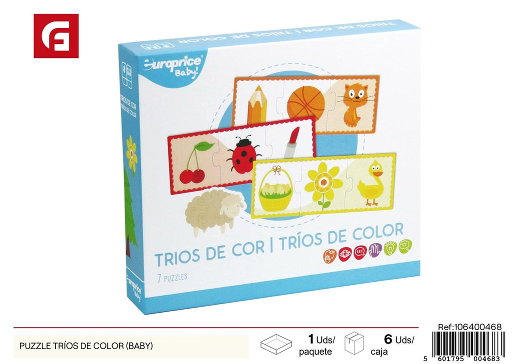 Puzzle tríos de color para bebés - Juguete educativo de colores