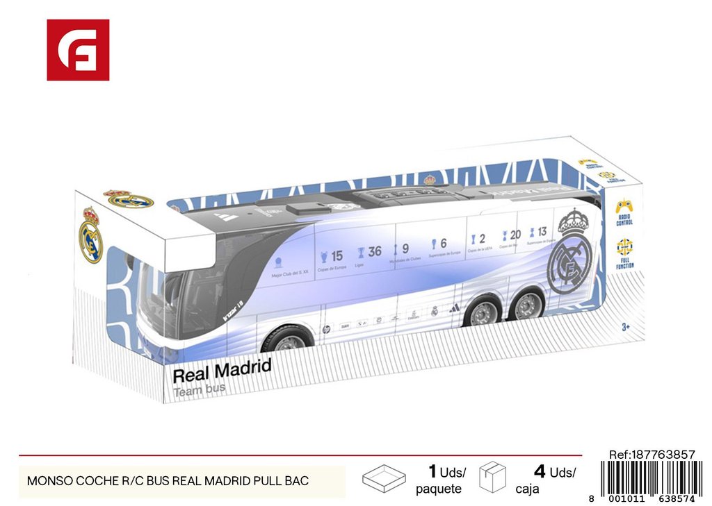 Coche R/C bus Real Madrid pull back - Juguetes de vehículos deportivos