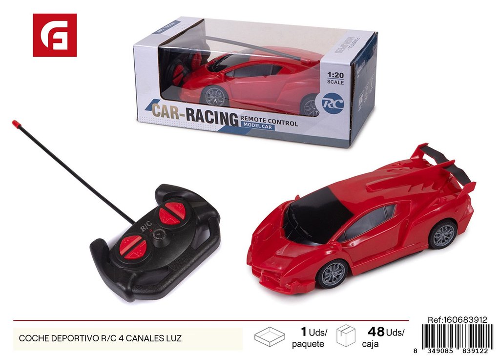 Coche deportivo R/C 4 canales con luz - Juguetes de control remoto brillantes