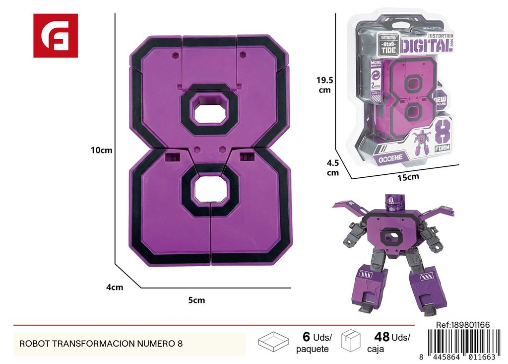 Robot transformable número 8 - Juguete de robot emocionante