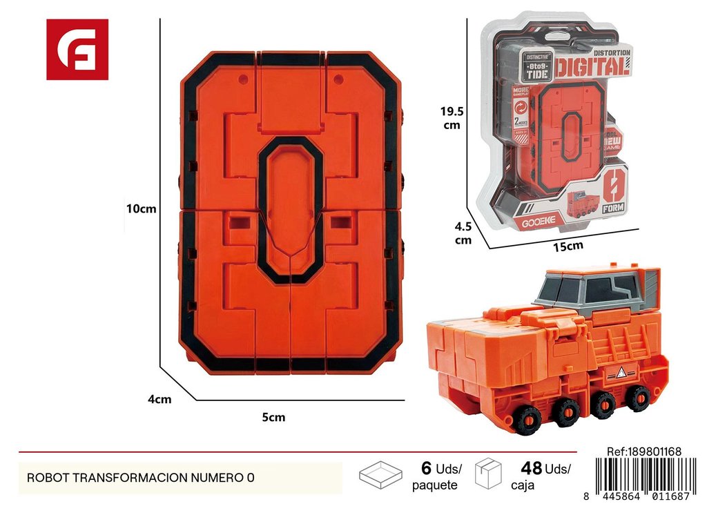 Robot transformable número 0 - Juguete educativo para niños