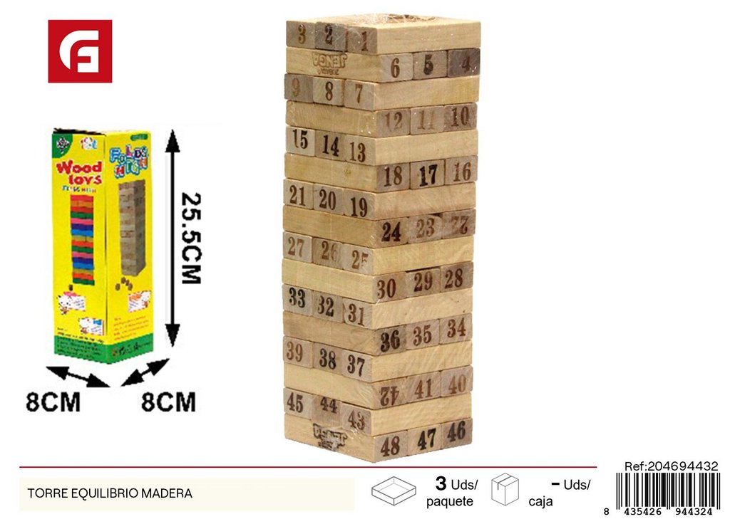 Torre de equilibrio de madera - Juguete de equilibrio y destreza