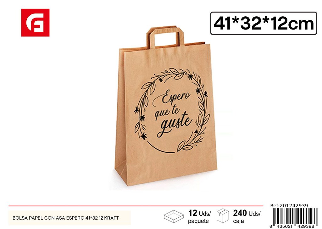Bolsa de papel kraft con asa 41x32+12 cm - Bolsa para regalos