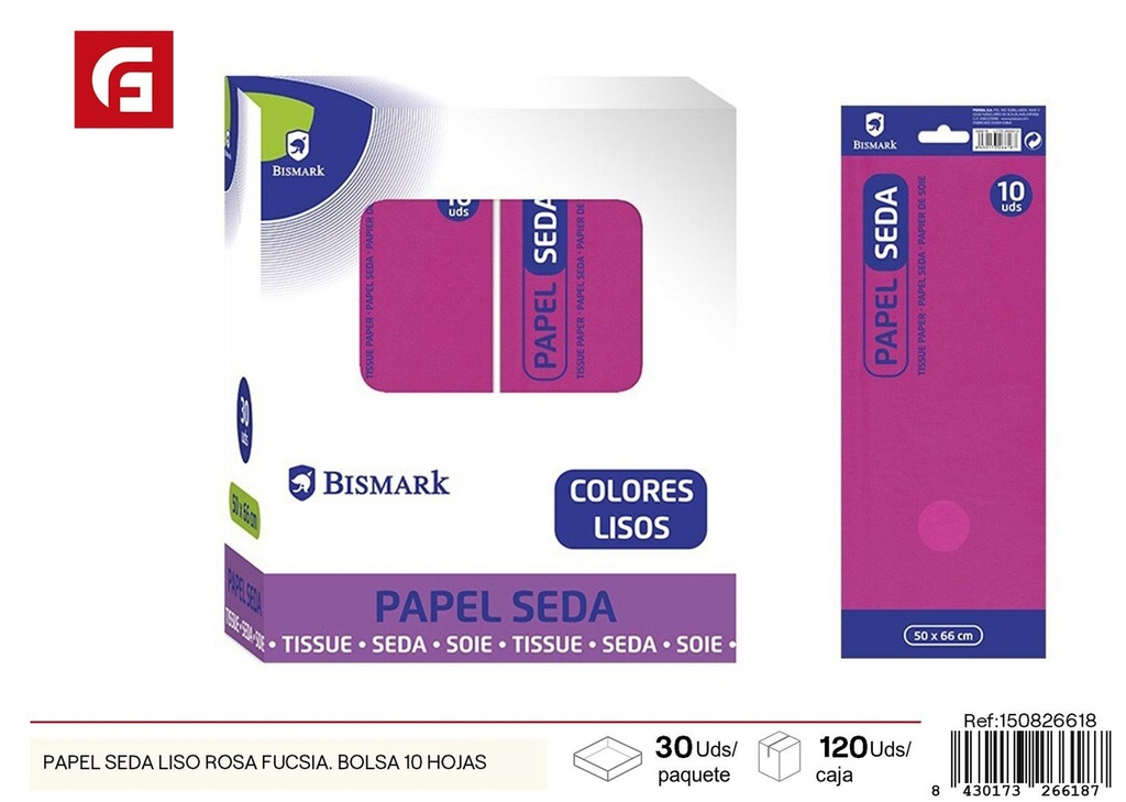 Papel seda liso rosa fucsia 10 hojas - Material para manualidades