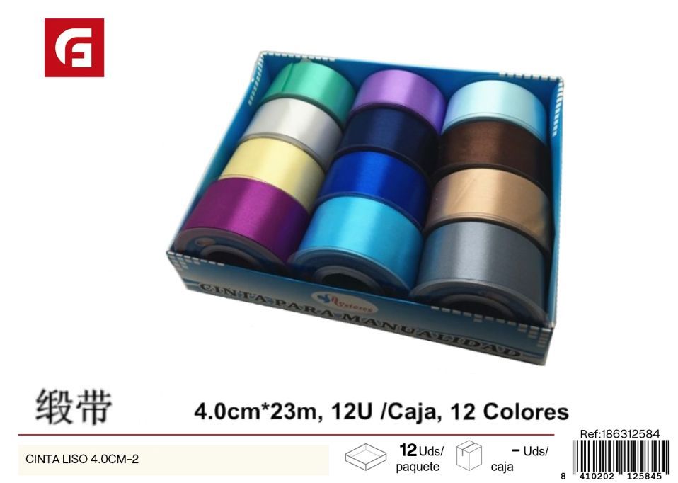 Cinta lisa multicolor de 4.0 cm - Materiales de manualidades