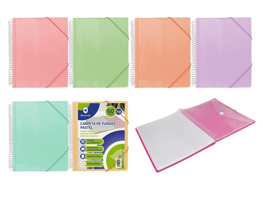 Carpeta espiral PP Bismark 60 páginas pastel - Material de oficina