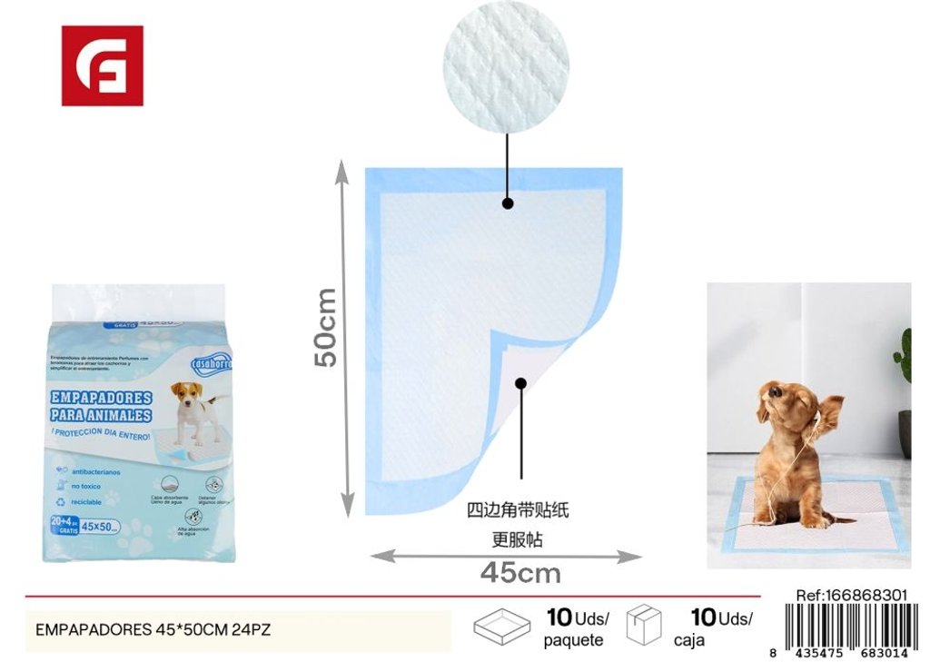 Empapadores de 45x50 cm - 24 unidades - Productos para mascotas