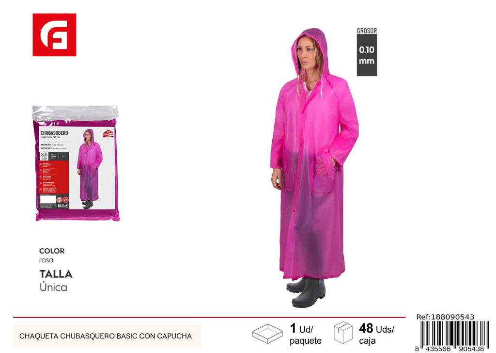 Chaqueta chubasquero básica con capucha - Artículos de lluvia