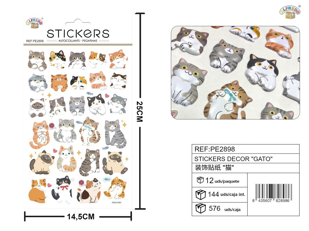Stickers decorativos "Gato" 14,5x25 cm - Novedades
