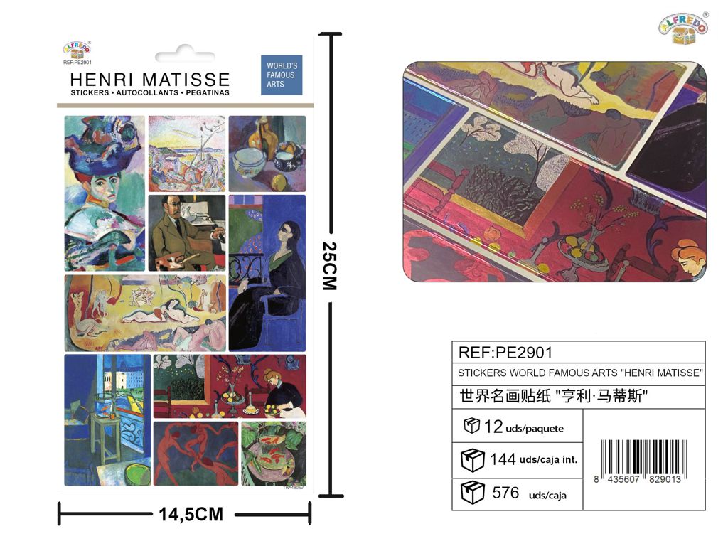 Stickers de artes famosas "Henri Matisse" 14,5x25 cm - Novedades