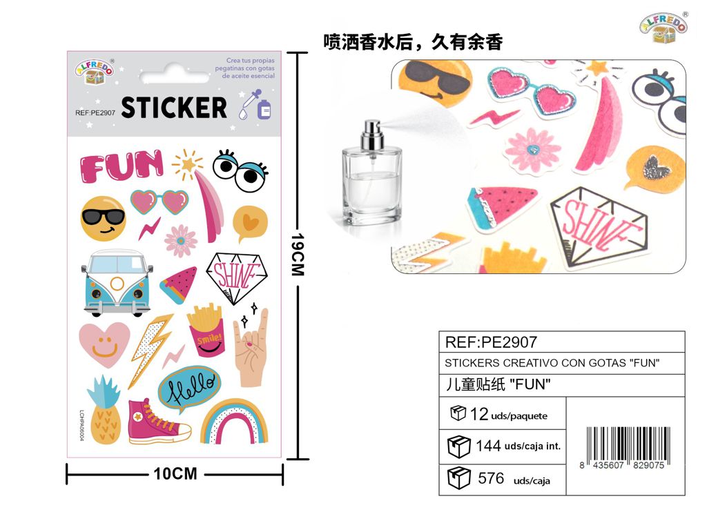 Stickers creativos con gotas "Fun" 10x19 cm - Novedades