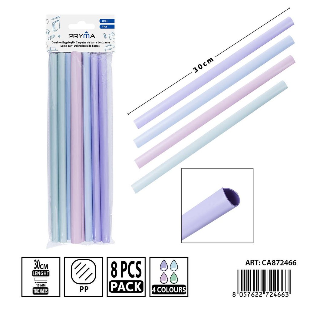 Pack de 8 tiras de encuadernación de color macaron 30x15 mm PRYMA - Ideal para manualidades