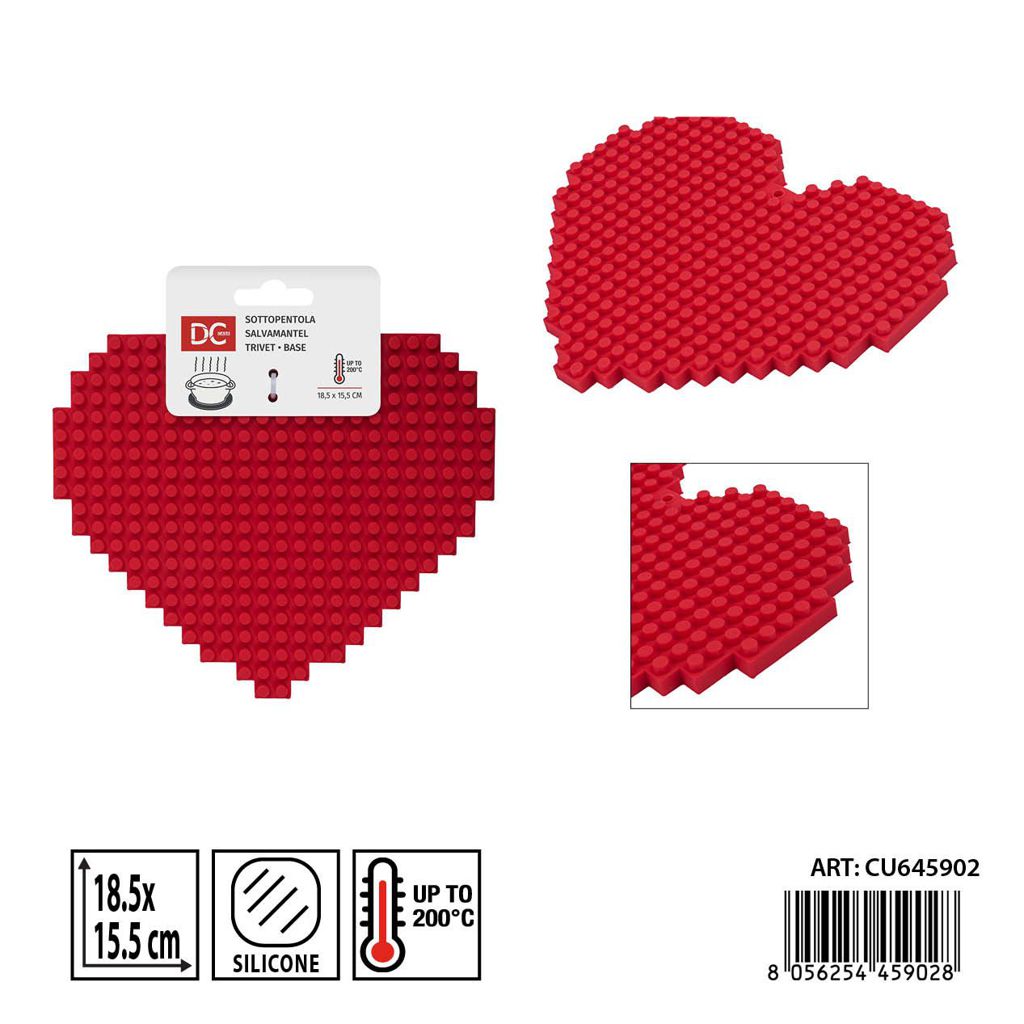 Salvamantel de silicona forma corazón 18.5x15.5 cm DC CASA - Perfecto para ocasiones especiales