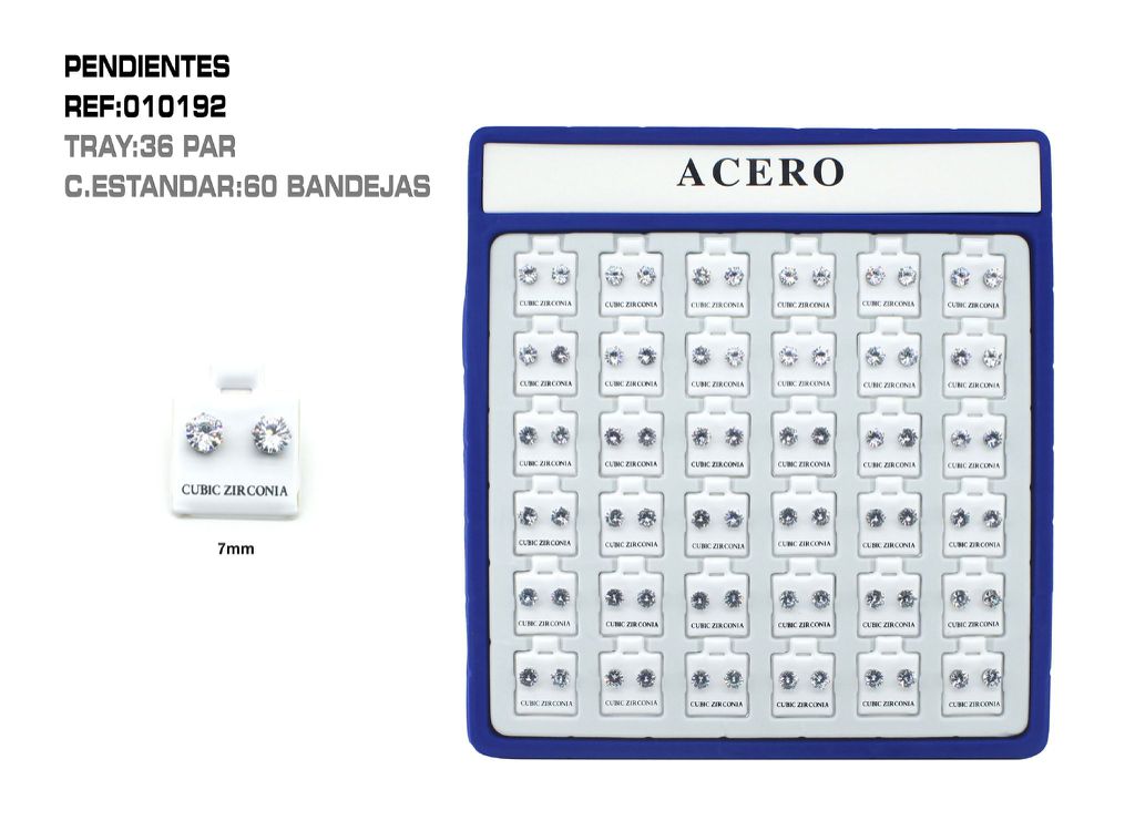 Pack de pendientes 7mm 36/u - Bisutería