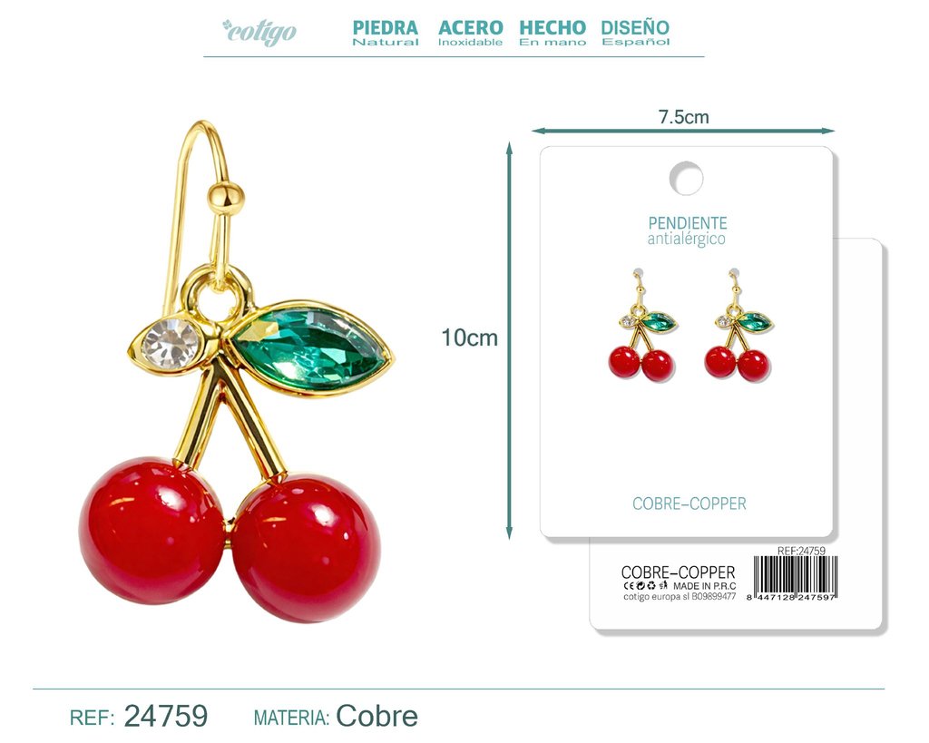 Pendiente de cereza - Accesorios de bisutería de frutas