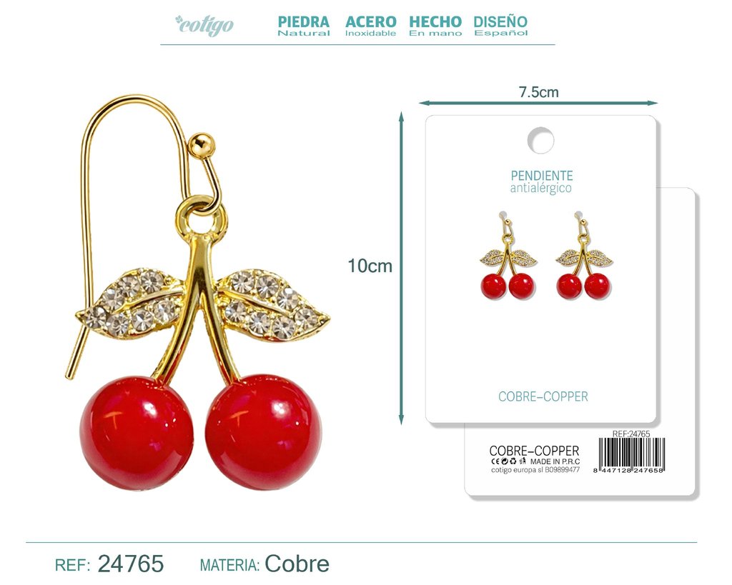Pendiente de cereza - Accesorios de bisutería de frutas