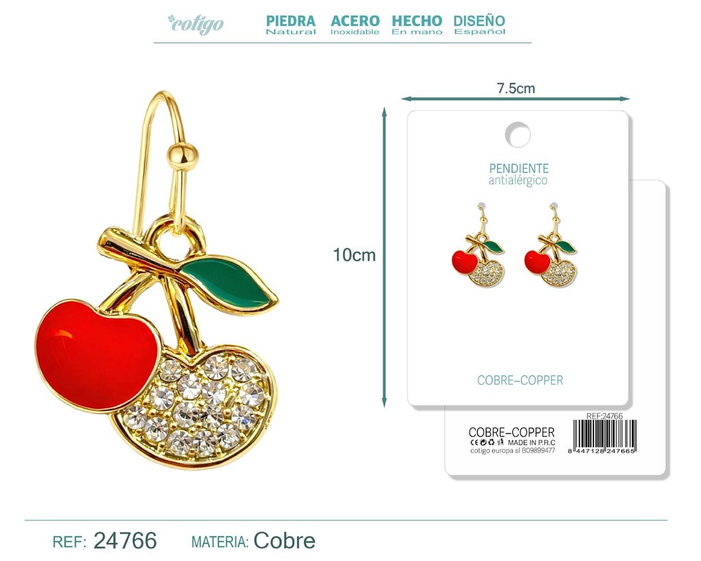 Pendiente de cereza - Accesorios de bisutería de frutas