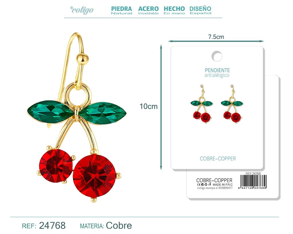 Pendiente de cereza - Accesorios de bisutería de frutas