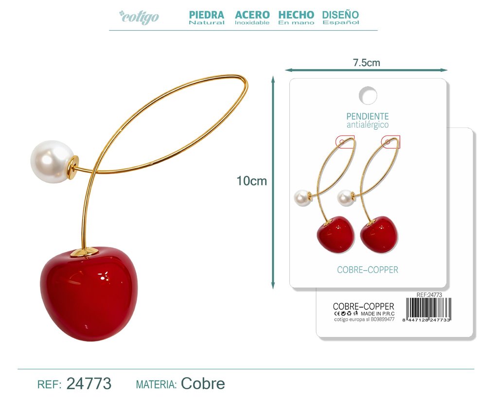 Pendiente de cereza - Accesorios de bisutería de frutas