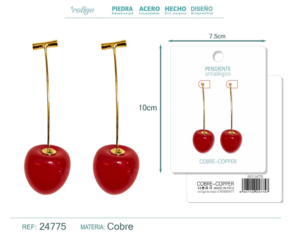 Pendiente de cereza - Accesorios de bisutería de frutas