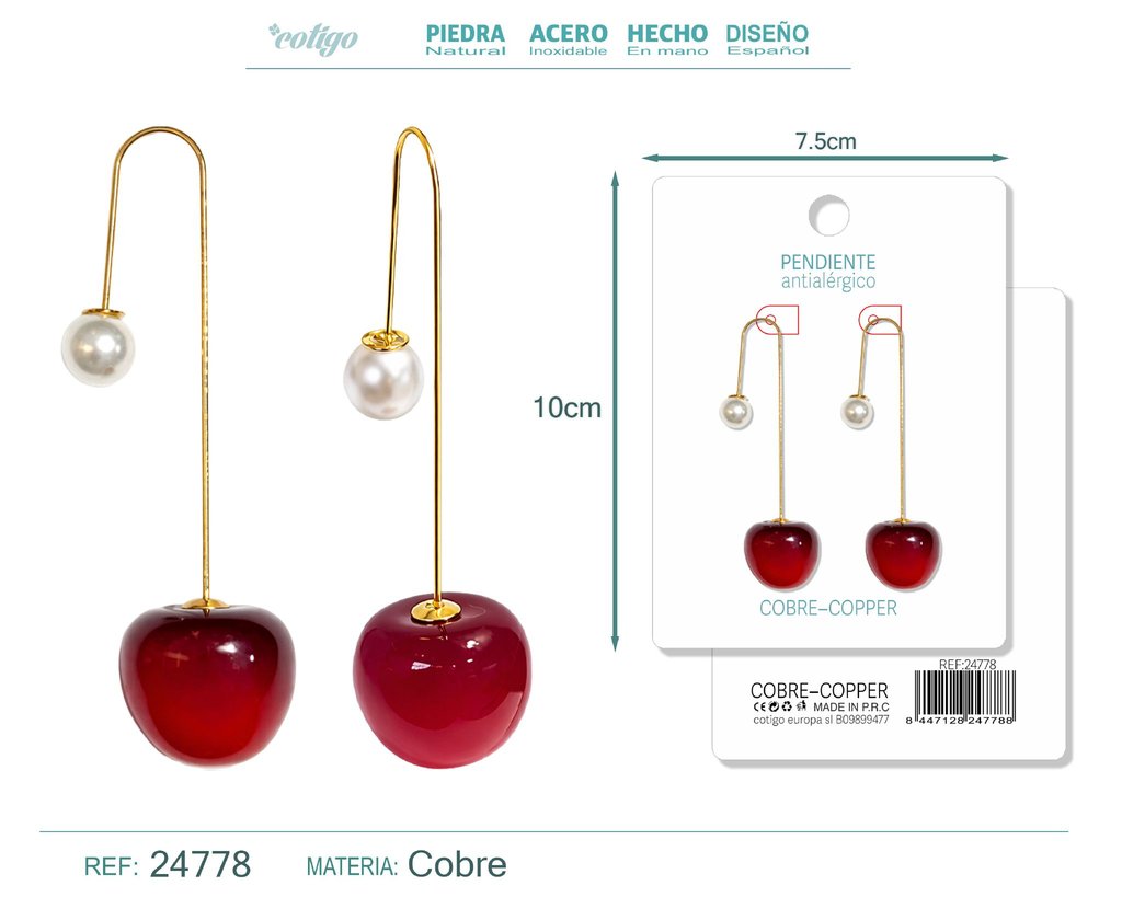 Pendiente de cereza - Accesorios de bisutería de frutas