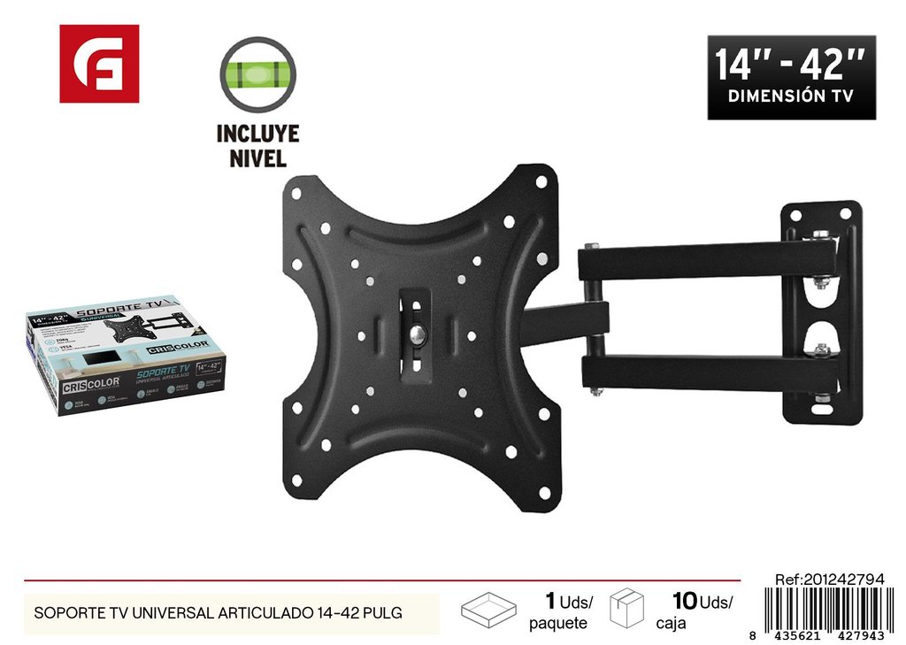 Soporte TV universal articulado para pantallas de 14-42 pulgadas - Ferretería y accesorios