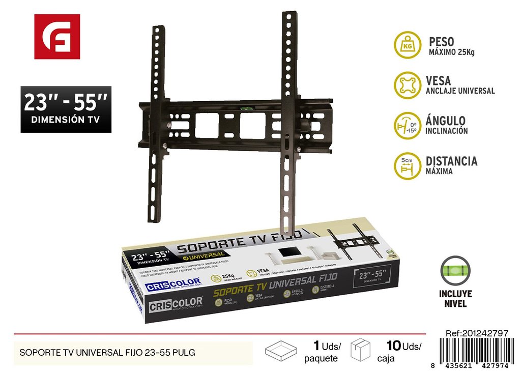 Soporte TV universal fijo para pantallas de 23-55 pulgadas - Ferretería y accesorios