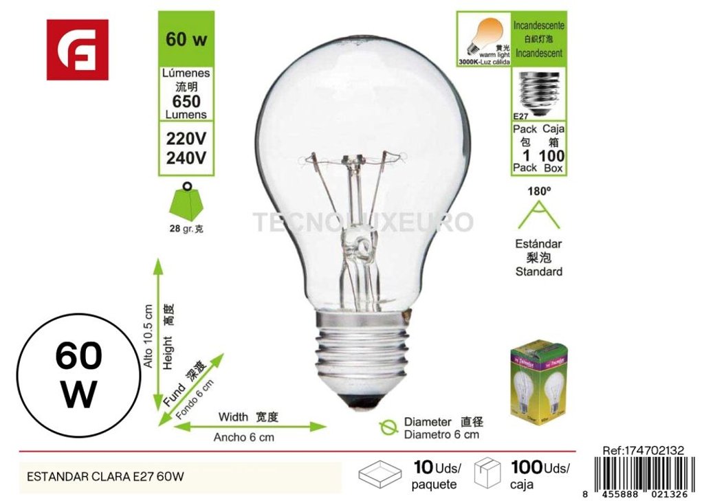 Bombilla estándar E27 60W - Iluminación LED para el hogar