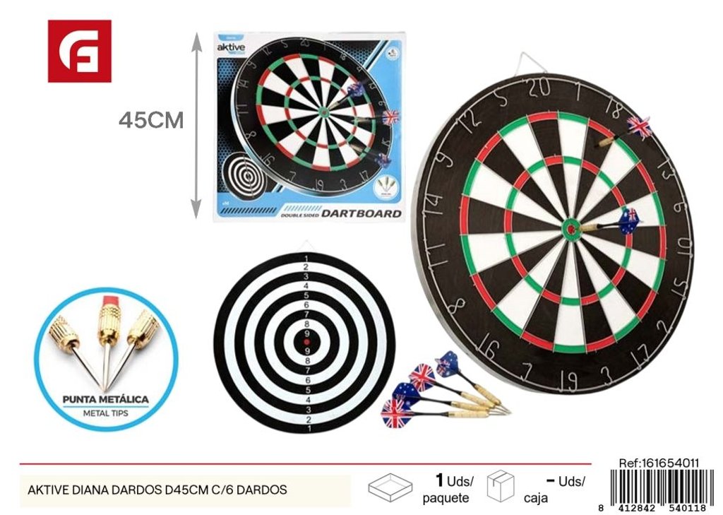 Juego de dardos Aktyve con diana de 45 cm - Juguetes de mesa
