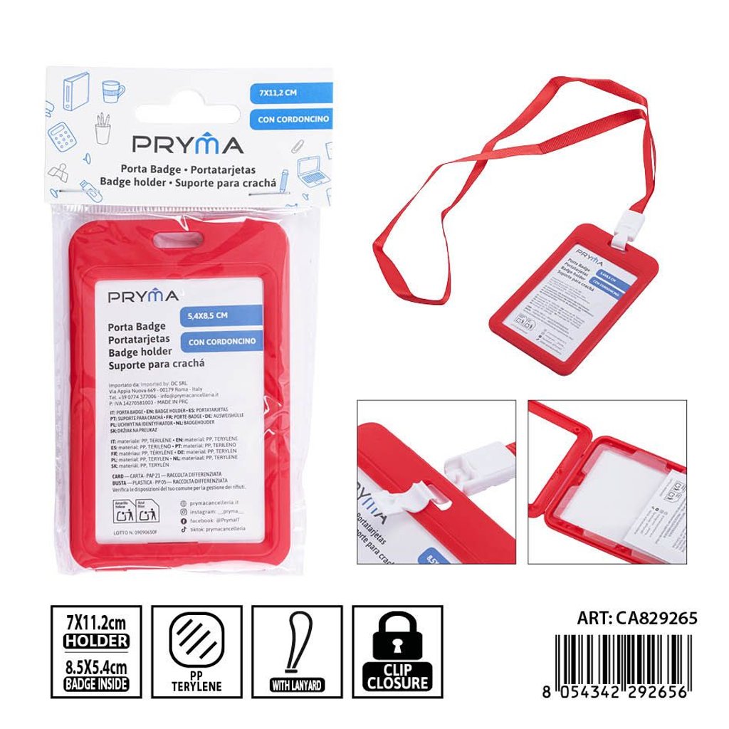 Porta tarjetas con cordón 7X11.2 cm - Accesorios de oficina