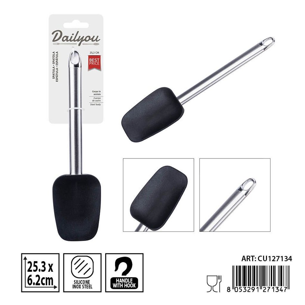 Espátula de silicona con mango de acero inoxidable 25.3X6.2 cm DC CASA - Utensilios de cocina