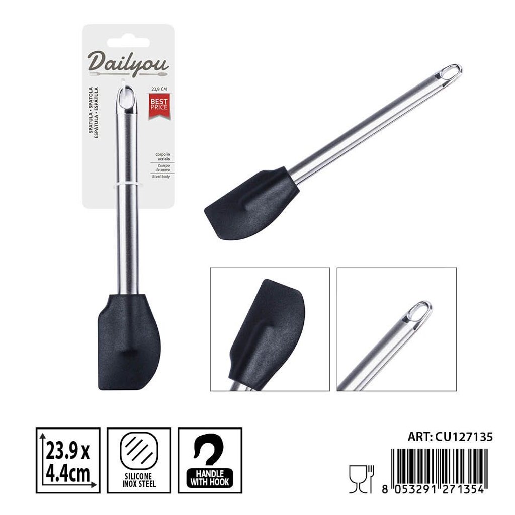 Espátula de silicona con mango de acero inoxidable 23.9X4.4 cm DC CASA - Utensilios de cocina