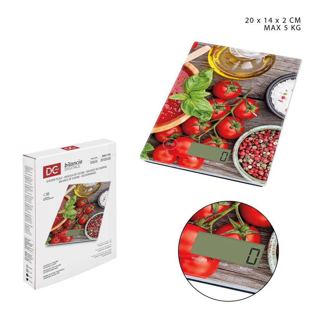 Báscula de cocina digital 5KG 20X14X2CM - Accesorios de cocina y balanzas