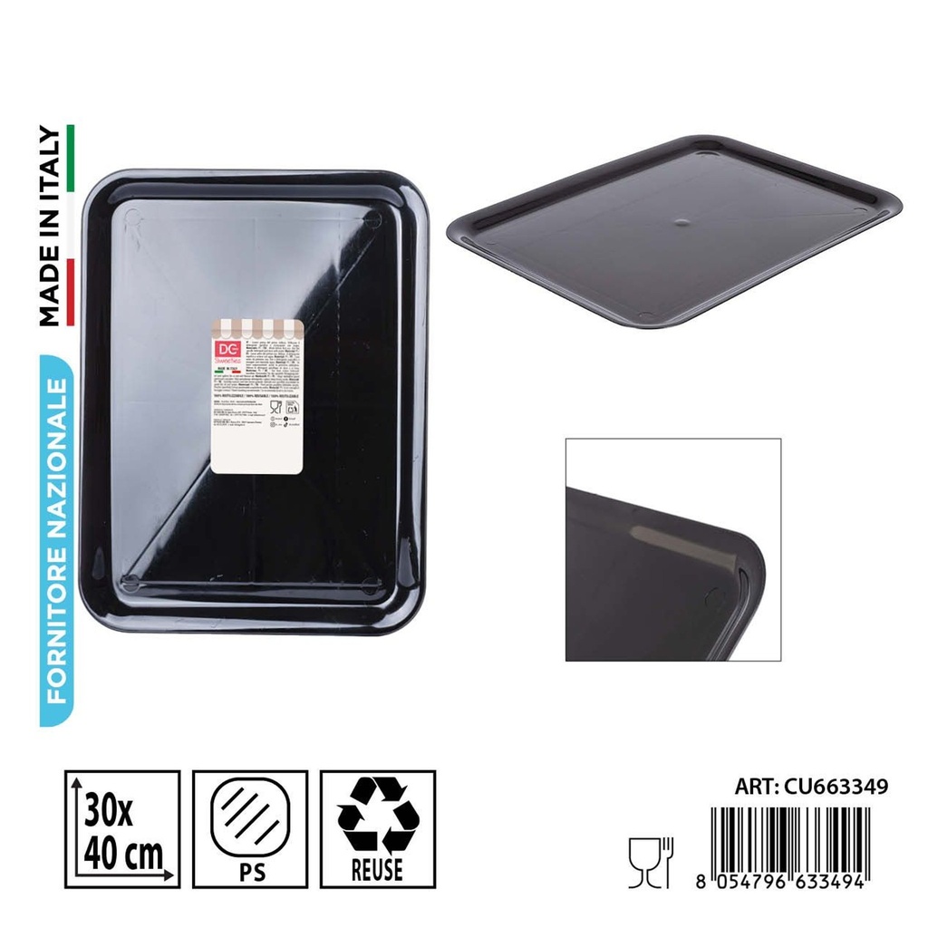 Bandeja de plástico Paperino negra 30x40 cm - Accesorios para pasteles