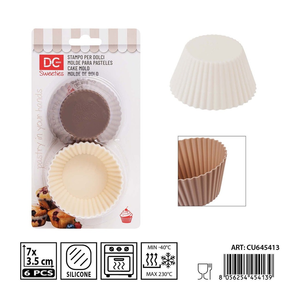 Molde mini redondo 7x3.5cm 6piezas - Utensilios de repostería y moldes
