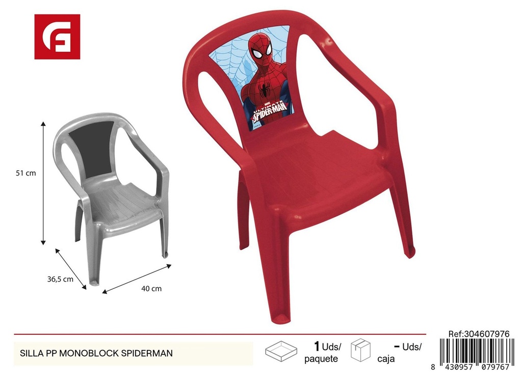 Silla PP monoblock Spiderman - Muebles infantiles y sillas de plástico