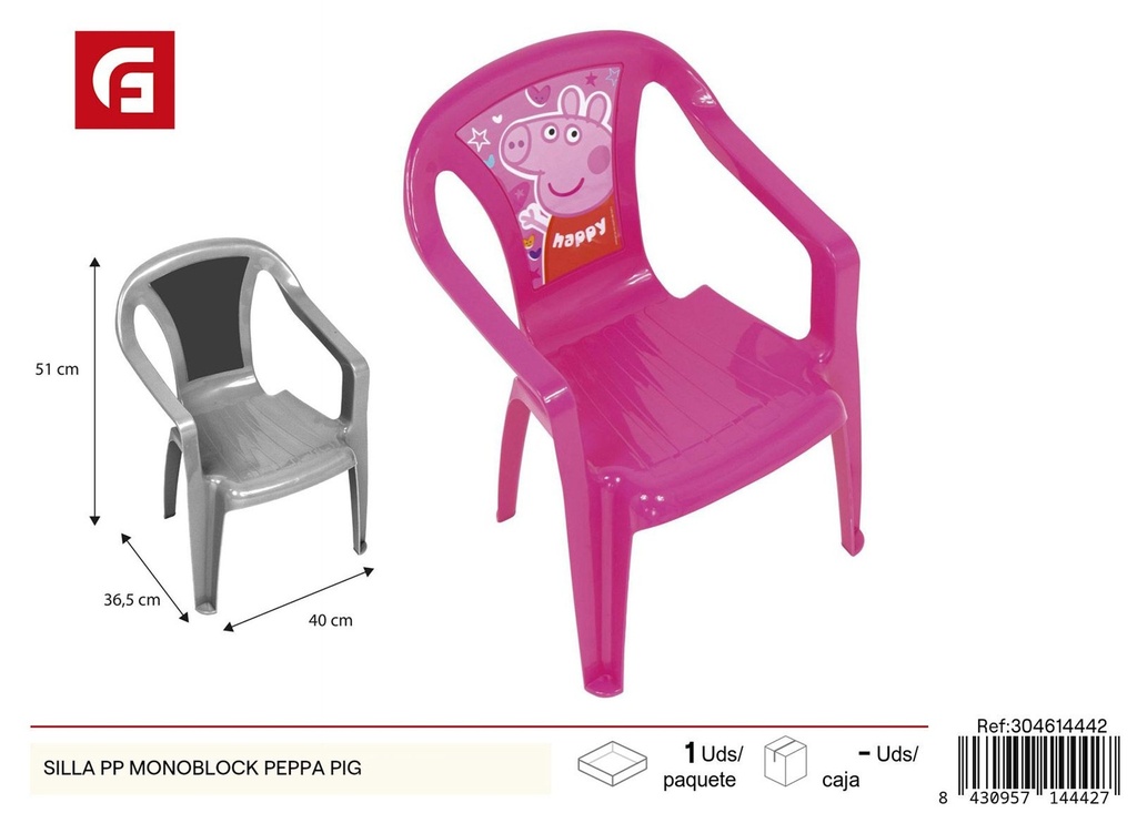 Silla PP monoblock Peppa Pig - Muebles infantiles y sillas de plástico
