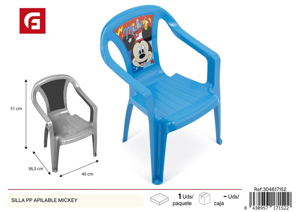 Silla PP apilable Mickey - Muebles infantiles y sillas apilables