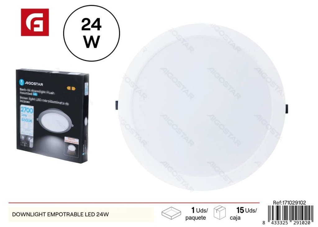  Downlight empotrable LED 24W - Iluminación y plafones
