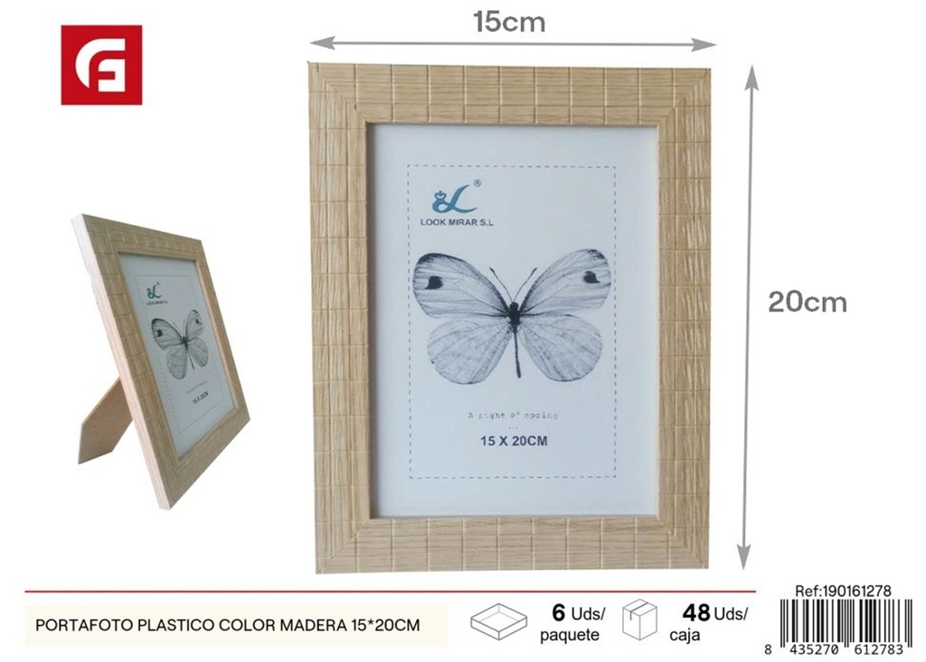 Portafotos plástico color madera 15x20 cm - Marcos decorativos de madera