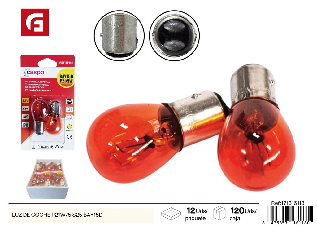 Luz de coche P21W/5 S25 BAY15D - Bombillas para automóviles