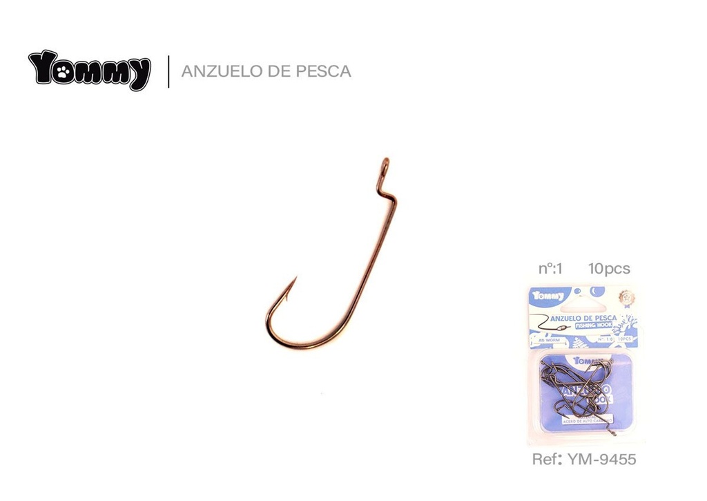 Anzuelo de pesca con anillo y curva 1/0 - Accesorios para pesca