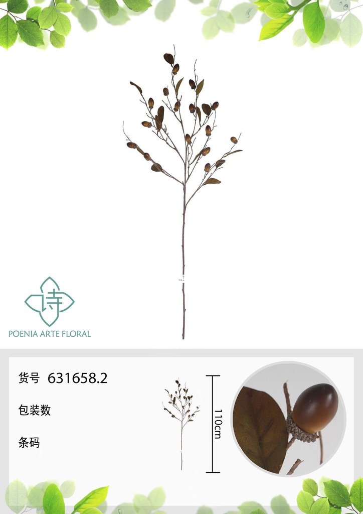 Vara de olivo con frutos artificial 110 cm - Decoración floral atractiva